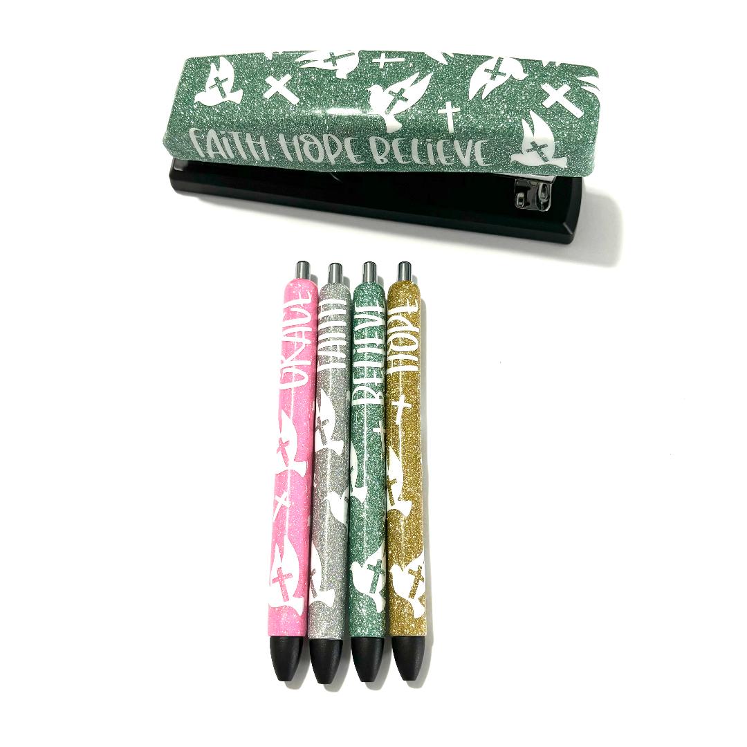 Dove & Cross Stapler & 4 Pen Set