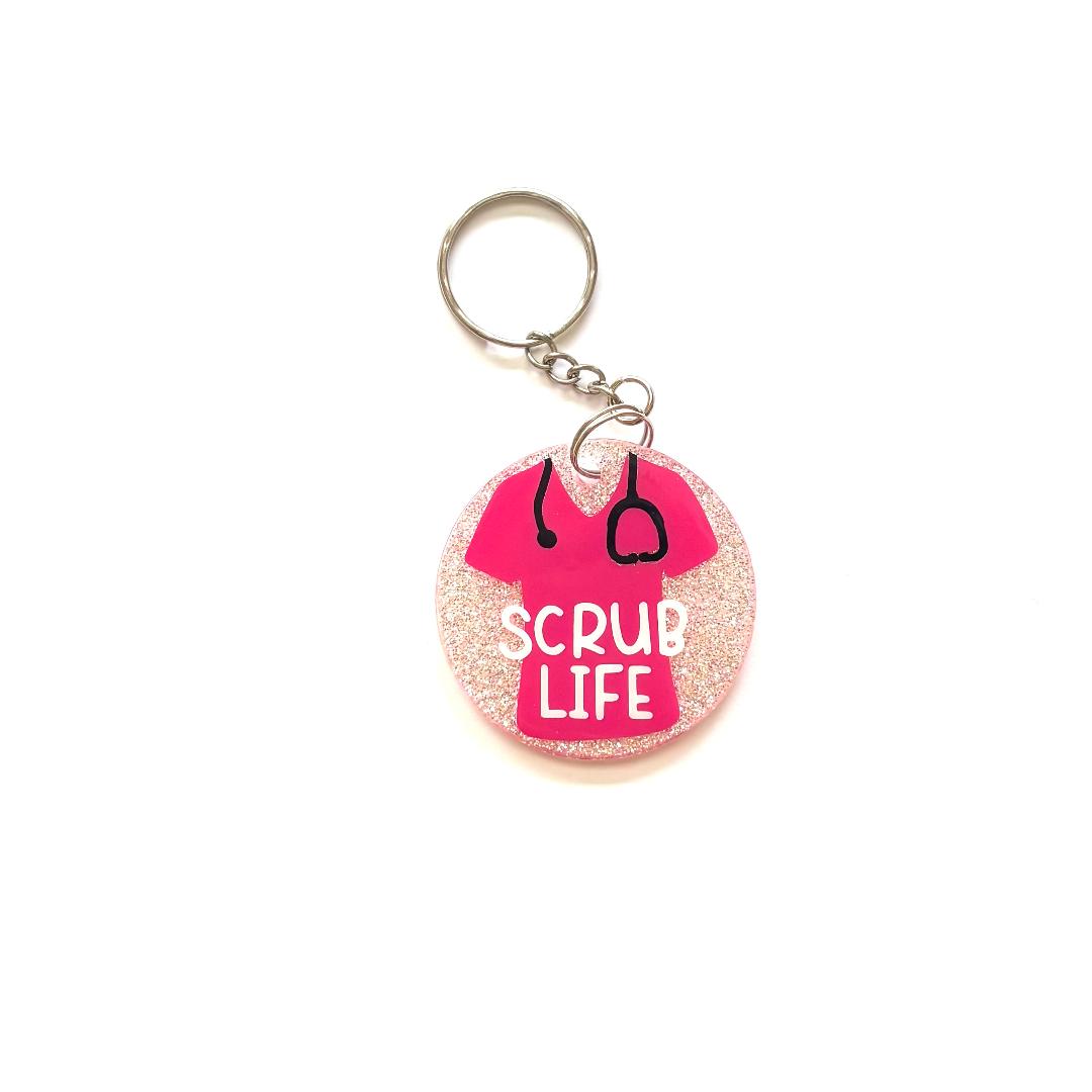 Scrub Life Pink Keychain