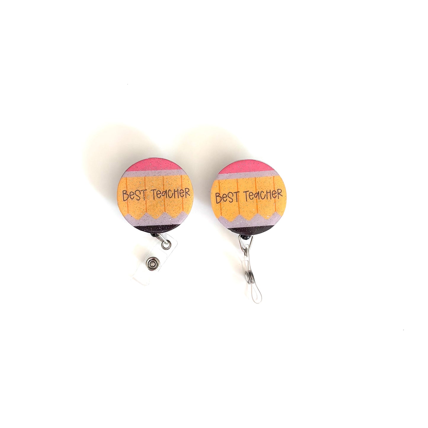 Best Teacher Pencil Badge Reel