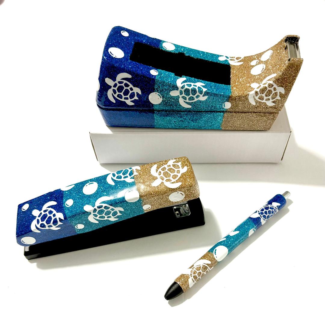 Beach Turtle Stapler, Tape Dispenser & Pen