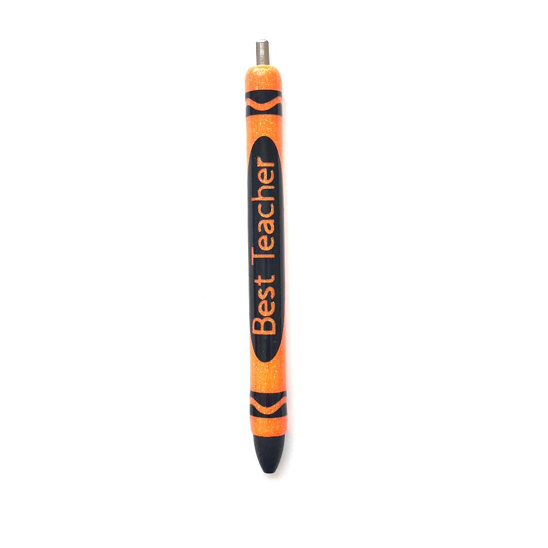 Best Teacher Crayon - Orange Pen