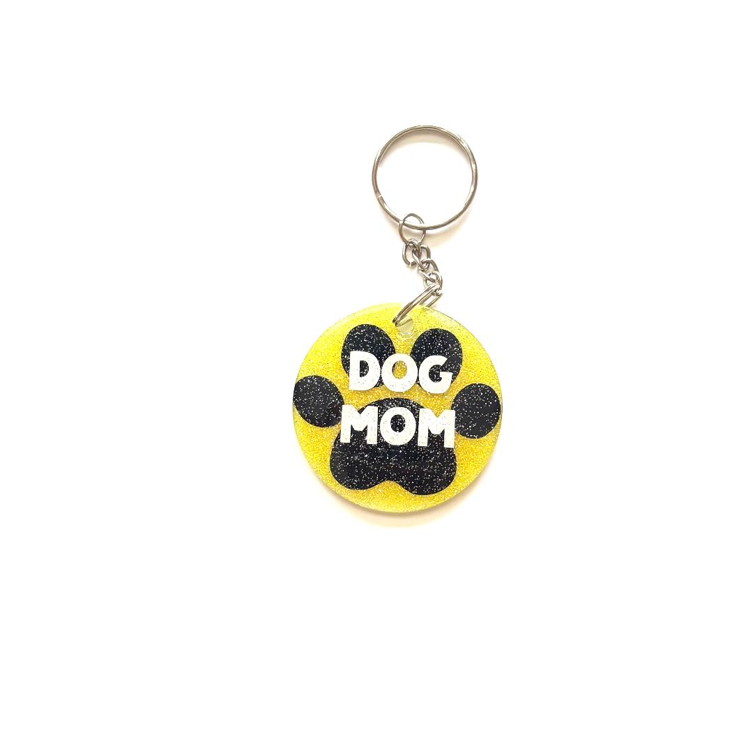 Dog Mom Yellow Keychain