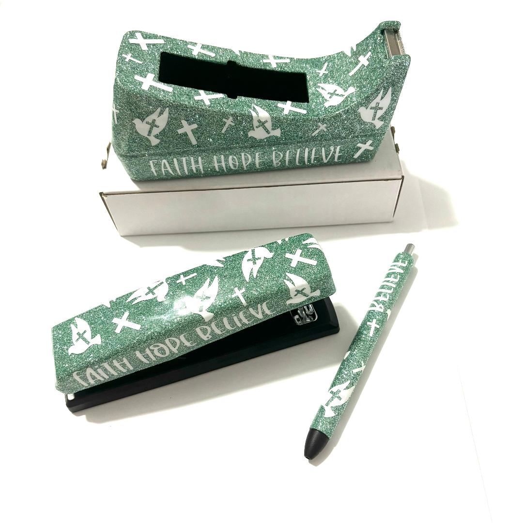 Dove & Cross Stapler, Tape Dispenser & Pen