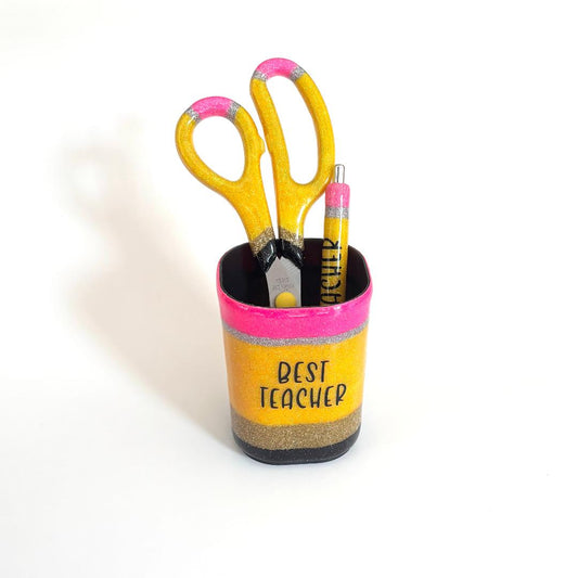 'Pencil' Best Teacher Pen Holder, Scissors, Pen